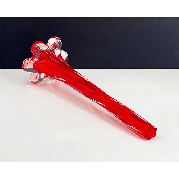 Vintage Italian Red Twist Stretch Bud Vase - Picture 2 of 8
